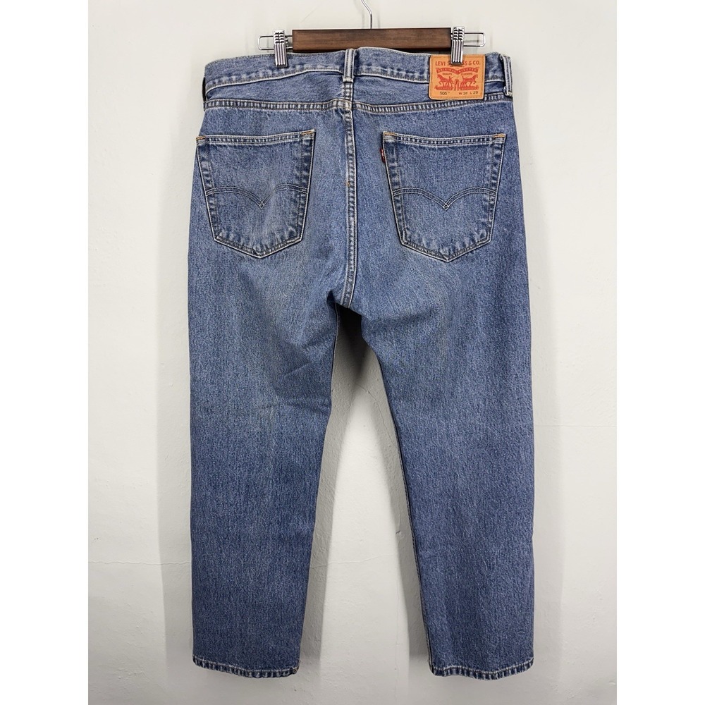 Levi's 505 Jeans Mens 36x29 Blue Denim Cotton Non Stretch Regular Fit Straight - Picture 8 of 12